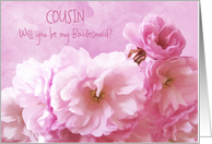 Cousin Bridesmaid Invitation Pink Cherry Blossoms Pretty card