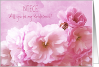 Niece Bridesmaid Invitation Pink Cherry Blossoms Pretty card