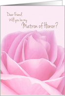 Friend Will you be my Matron of Honor Pink Rose Bridal Invitation card