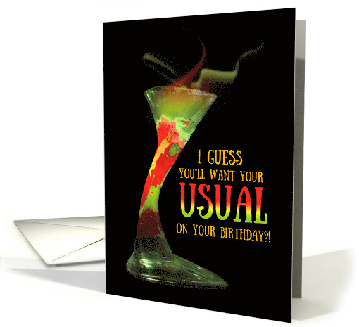 Happy Birthday 'Enchanted' Green and Red Mystical Cocktail card