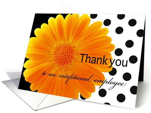 Employee appreciation-Orange flower black polka dots card (489947)