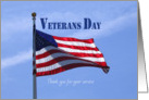 Veterans day thank you American flag card