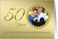 Golden 50th Wedding Anniversary Add Photo card