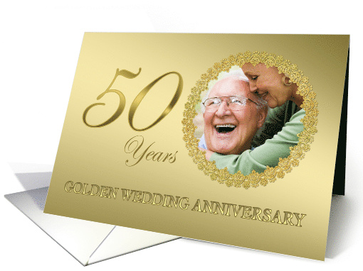 Golden Wedding Anniversary Invitation Photo card Gold Effects card