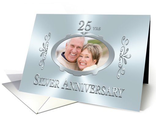 Silver 25th Wedding Anniversary Invitation photo card (527789)