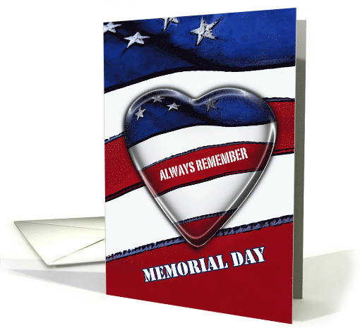 Memorial Day Flag of America in Heart Patriotic card (550013)