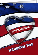Memorial Day Flag of America in Heart Patriotic card