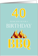 40th Birthday BBQ Invitation in Teal and Yellow Bright Summer Feel card