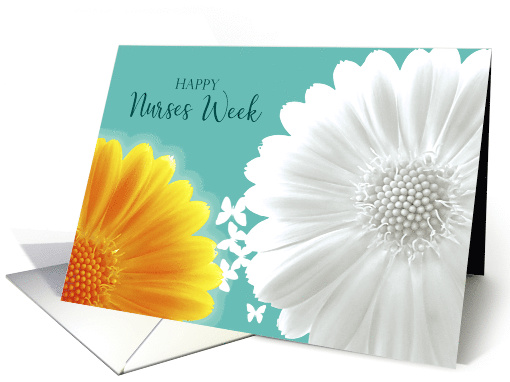 Happy Nurses Week White and Orange Gerbera Daisy card (603717)
