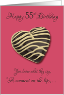 55th Birthday A Moment on the Lips Chocolate Cookie Humor card