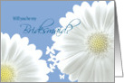 Bridesmaid Invitation White daisies and butterflies card
