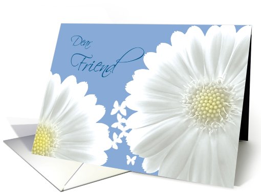 Friend Maid of Honor Invitation White daisies and butterflies card