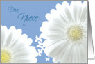 Niece Bridesmaid Invitation White daisies and Butterflies card