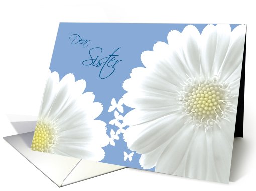Sister Flower Girl Invitation White daisies and Butterflies card
