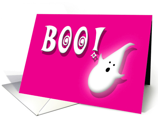 Happy Halloween Birthday Kids Boo and Cute Ghost on Pink card (624270)