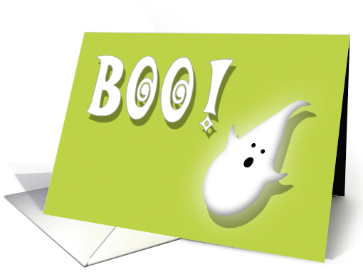 Boo Happy Halloween Kids Fun Spooky Ghost Not Scary Lime Green card