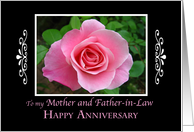 Happy Anniversary Mother and Father-in-Law pink rose card