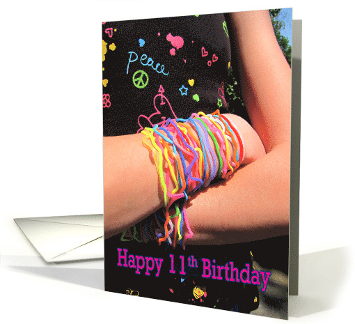 Happy 11th Birthday Retro Silicone Bandz Nostalgic card (636904)