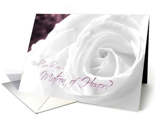 Matron of Honor Invitation White Rose with Burgundy accents card