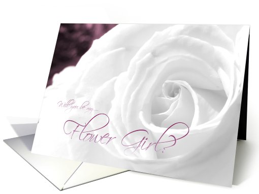 Flower Girl Invitation White Rose with Burgundy accents card (661022)