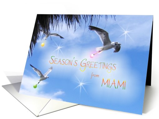 Season's Greetings from Miami tropical card with Seagulls... (663821)