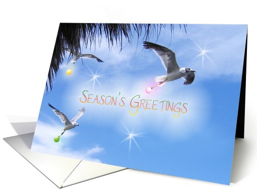 Season's Greetings tropical, Seagulls and ornaments card (663822)