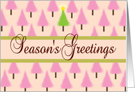Season’s Greetings Christmas Pink Trees and Green Tree with Star card