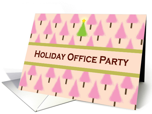 Holiday Office Party Invitation Christmas Trees in Pink card (665505)