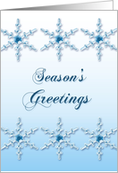 Season’s Greetings holiday card cool blue snowflakes card