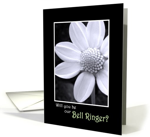 Bell Ringer wedding attendant invitation, white flower card (670664)