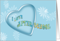 Thank you after school care worker from child featuring heart and flowers card