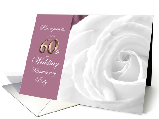 60th Diamond Wedding Anniversary Party Invitation White Rose card