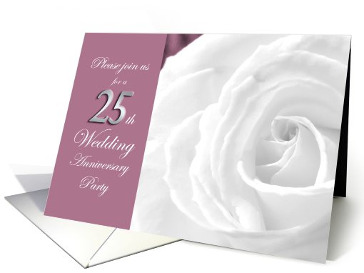 25th Silver Wedding Anniversary Party Invitation White Rose card