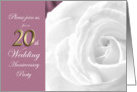 20th Wedding Anniversary Party Invitation White Rose card