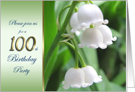 100th birthday Party Invitation with Lily of the Valley card