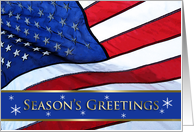 Season’s Greetings Patriotic Christmas featuring American Flag card