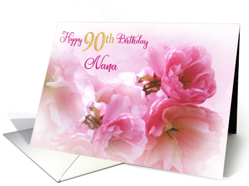 90th Birthday Nana Pink Cherry Blossoms card (715194)