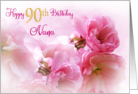 90th Birthday Nana Pink Cherry Blossoms card