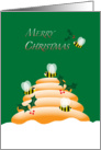 Merry Christmas Honey Bees, Holly and Hive Beekeeping card