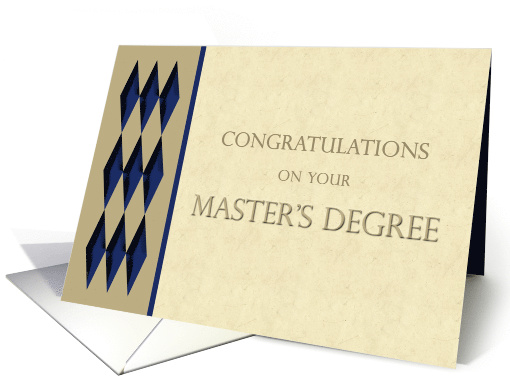 Graduation Congratulations Master's Degree Classic Blue and Beige card