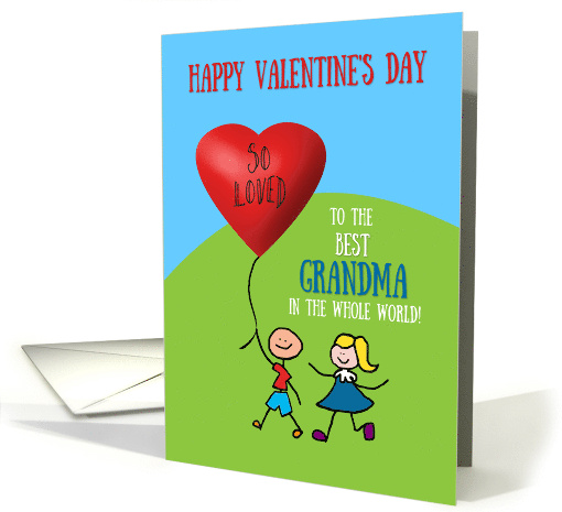 Grandma Happy Valentine's Day Cute Kids Heart Balloon card (744252)