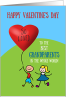 Grandparents Valentine’s Day Cute Stick Kids with Heart Balloon card