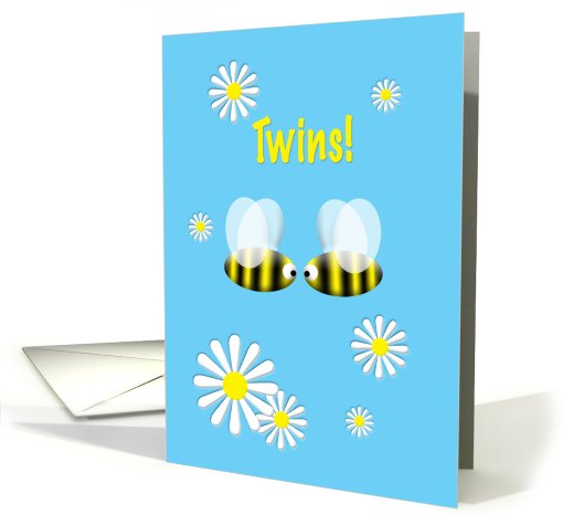 Twins Announcement Boys Cute Bees card (749634)