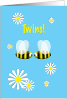Twins Announcement Boys Cute Bees card