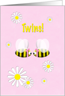 Twins Announcement Girls Cute Bees card