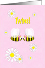 Twins Announcement Girls Cute Bees card