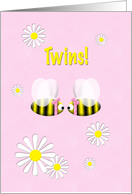 Twins Congratulations Girls Cute Bees card
