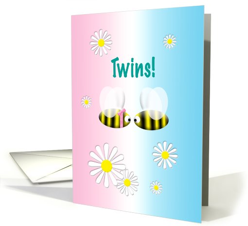 Congratulations Twins Girl and Boy Cute Bees card (749967)