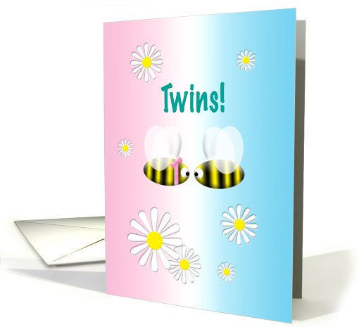 Announcement Twins Girl and Boy Cute Bees card (749968)