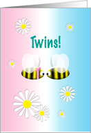 Announcement Twins Girl and Boy Cute Bees card